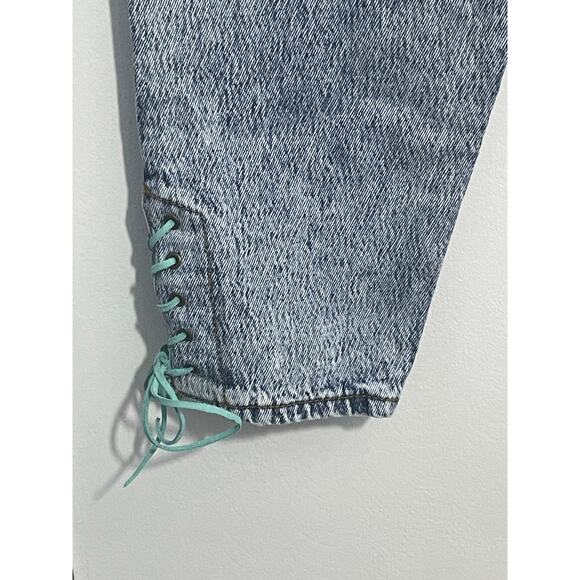 VTG 90s Acid Wash Lace Up Ankle Jeans Size 9/10 High Rise Tapered Leg Grunge - Picture 7 of 8